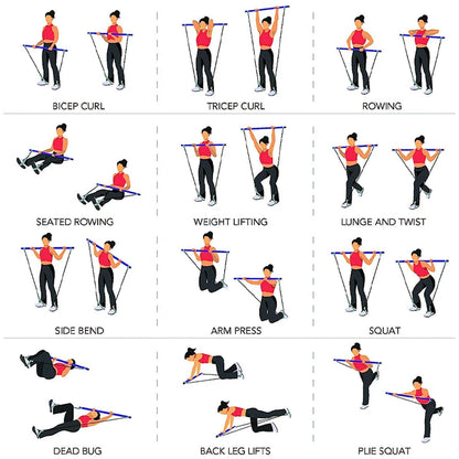 Portable Pilates Bar with Resistance Bands