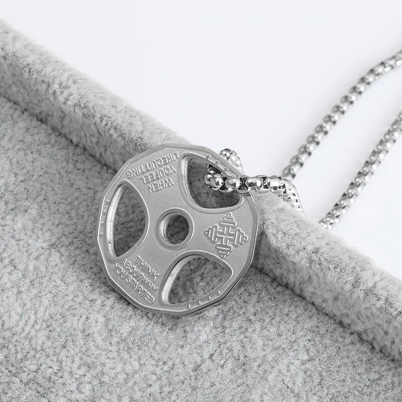Dumbbell Barbell Pendant Necklace