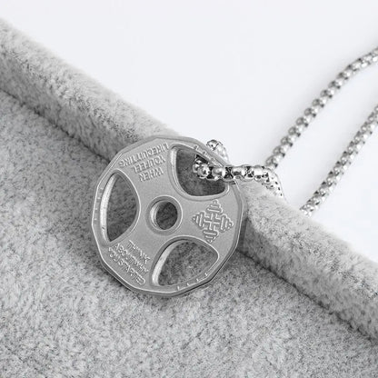 Dumbbell Barbell Pendant Necklace