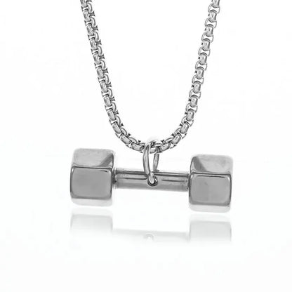 Titanium Steel Dumbbell Pendant Necklace