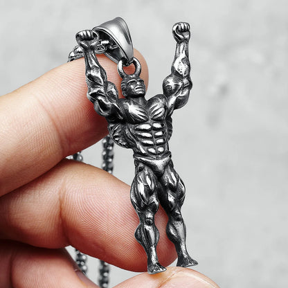 Stainless Steel Bodybuilding Pendant Necklace