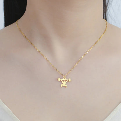 Weightlifting Man Barbell Necklace