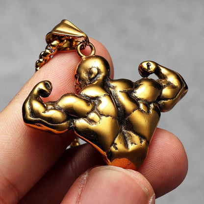 Gym Muscle Power Pendant Necklace