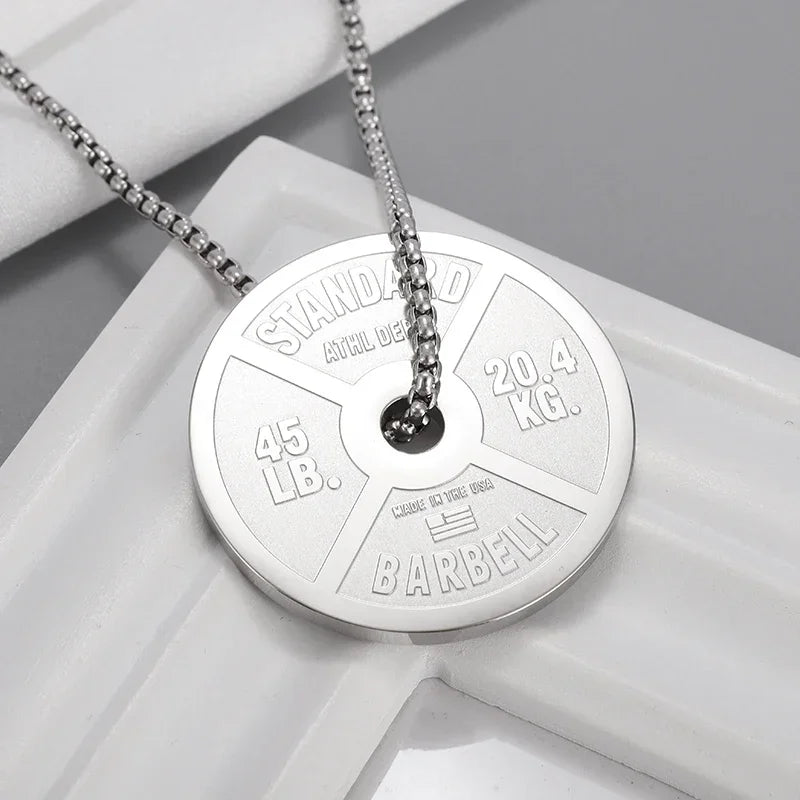 Titanium Steel Dumbbell Pendant Necklace