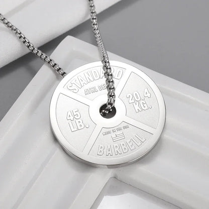 Titanium Steel Dumbbell Pendant Necklace