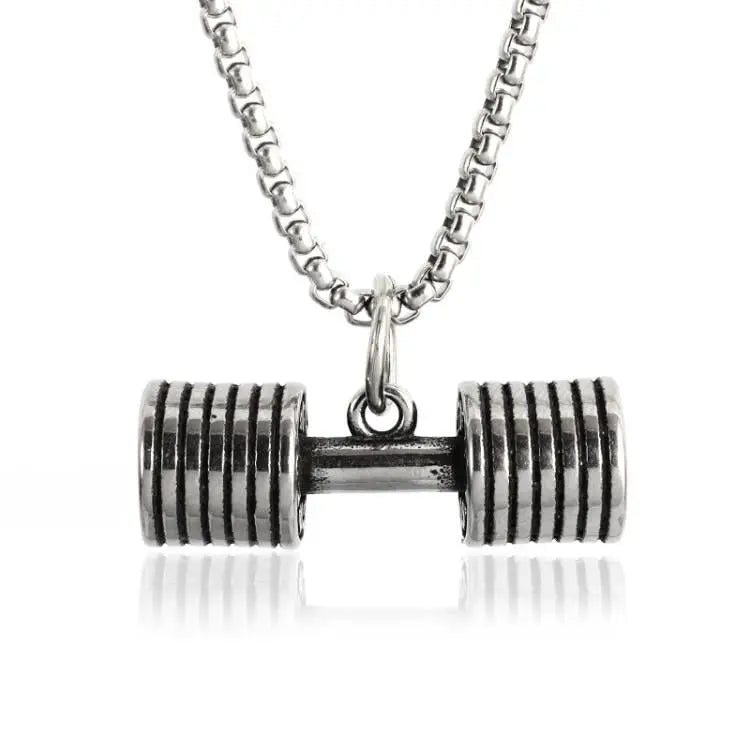 Dumbbell Barbell Pendant Necklace