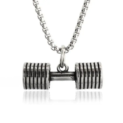 Dumbbell Barbell Pendant Necklace